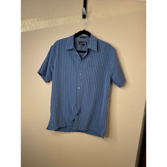 Micros Men's Blue Shirt Size S short sleeve button‎ up collared shirt polynosic - Picture 1 of 7